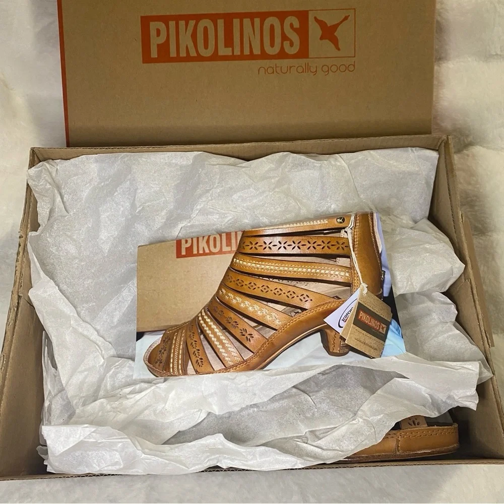 NIB Pikolinos Brandy Java Leather Heels Sandals in Color Farbe -Size 38